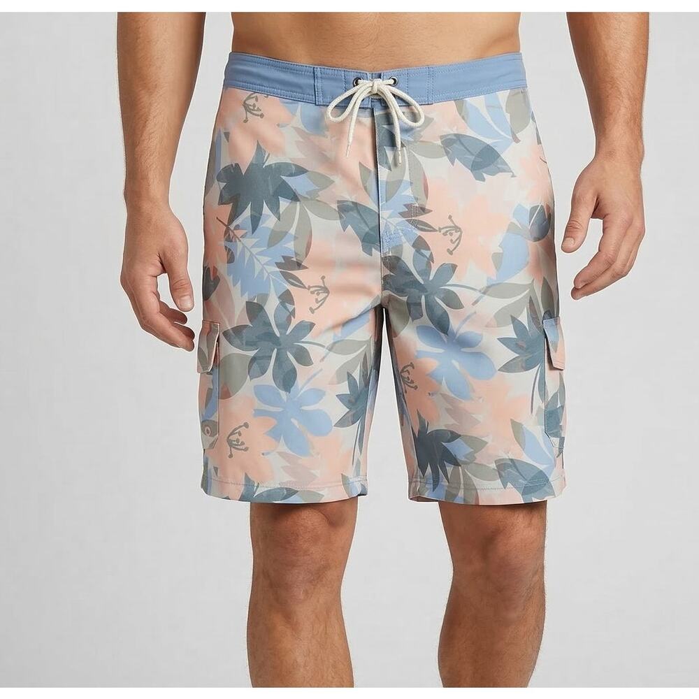 Catalina Medium Mesh Lined Swim Trunks Tropical Pink Blue